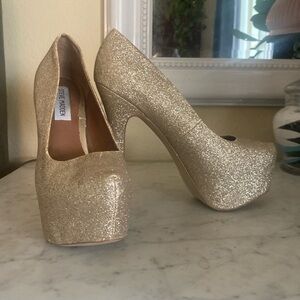 Steve Madden | Bittter Gold Glitter Platform Stiletto Pumps